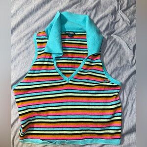Colorful Collared Crop Top